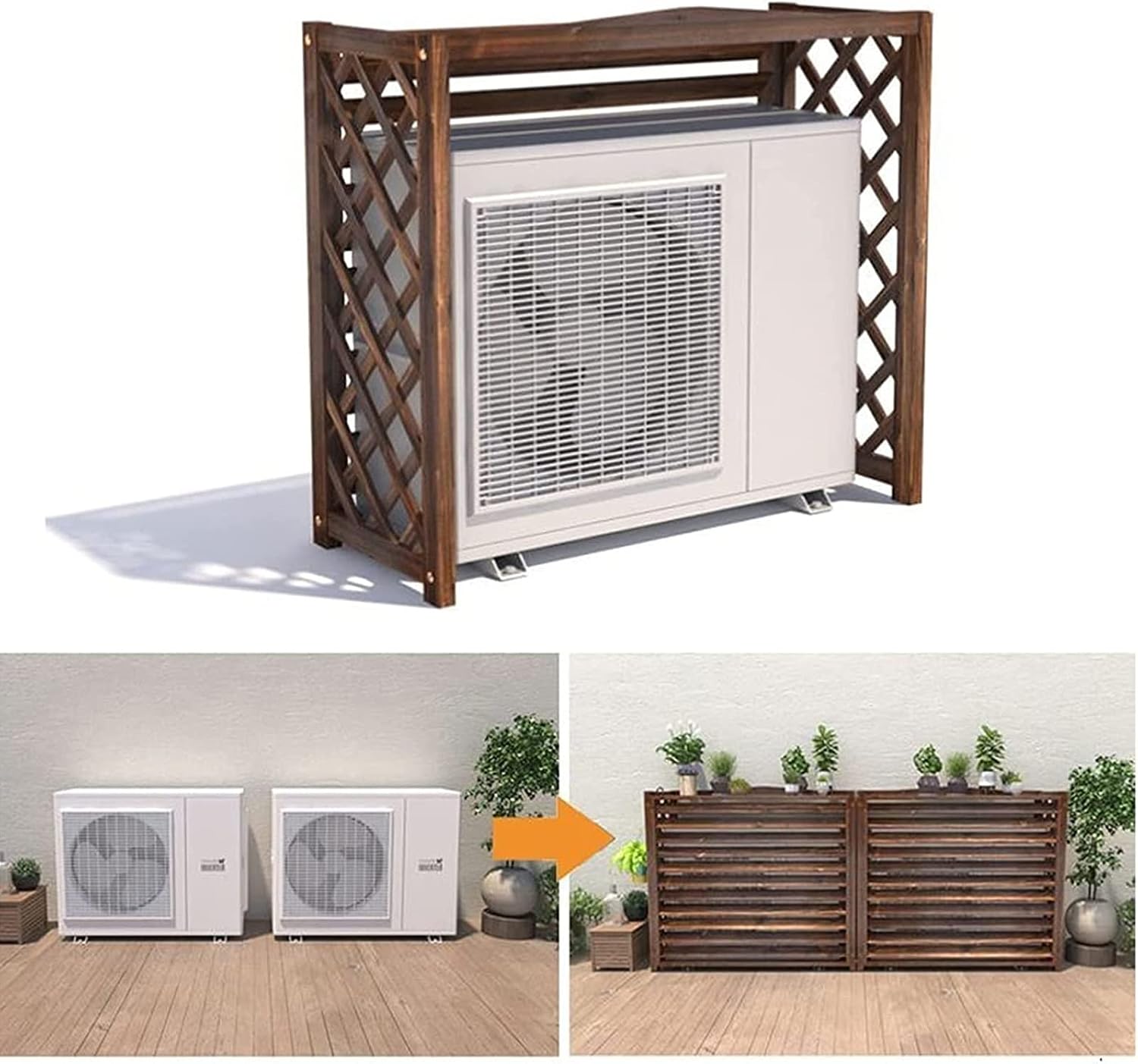  Grille De Protection Pour Climatiseur Et Support Pour Plantes Résistant Aux Intempéries En Bois IV Durable Pour Une Utilisation En Extérieur. Grille De Protection Pour Cl