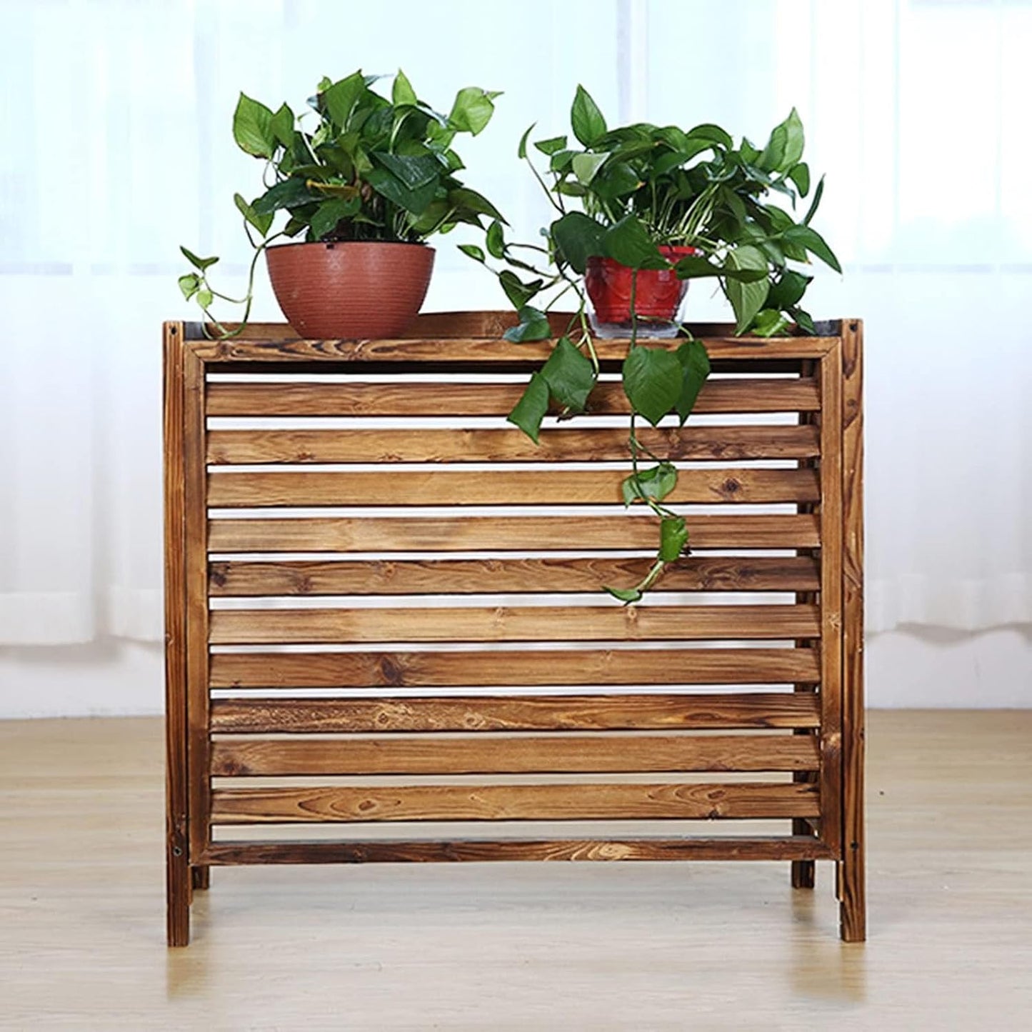  Clôture De Protection De Confidentialité En Bois Massif Pour Climatiseur, Support De Climatiseur Caché En Forme De Coquille De Poubelle, Support De Décoration De Jardin,