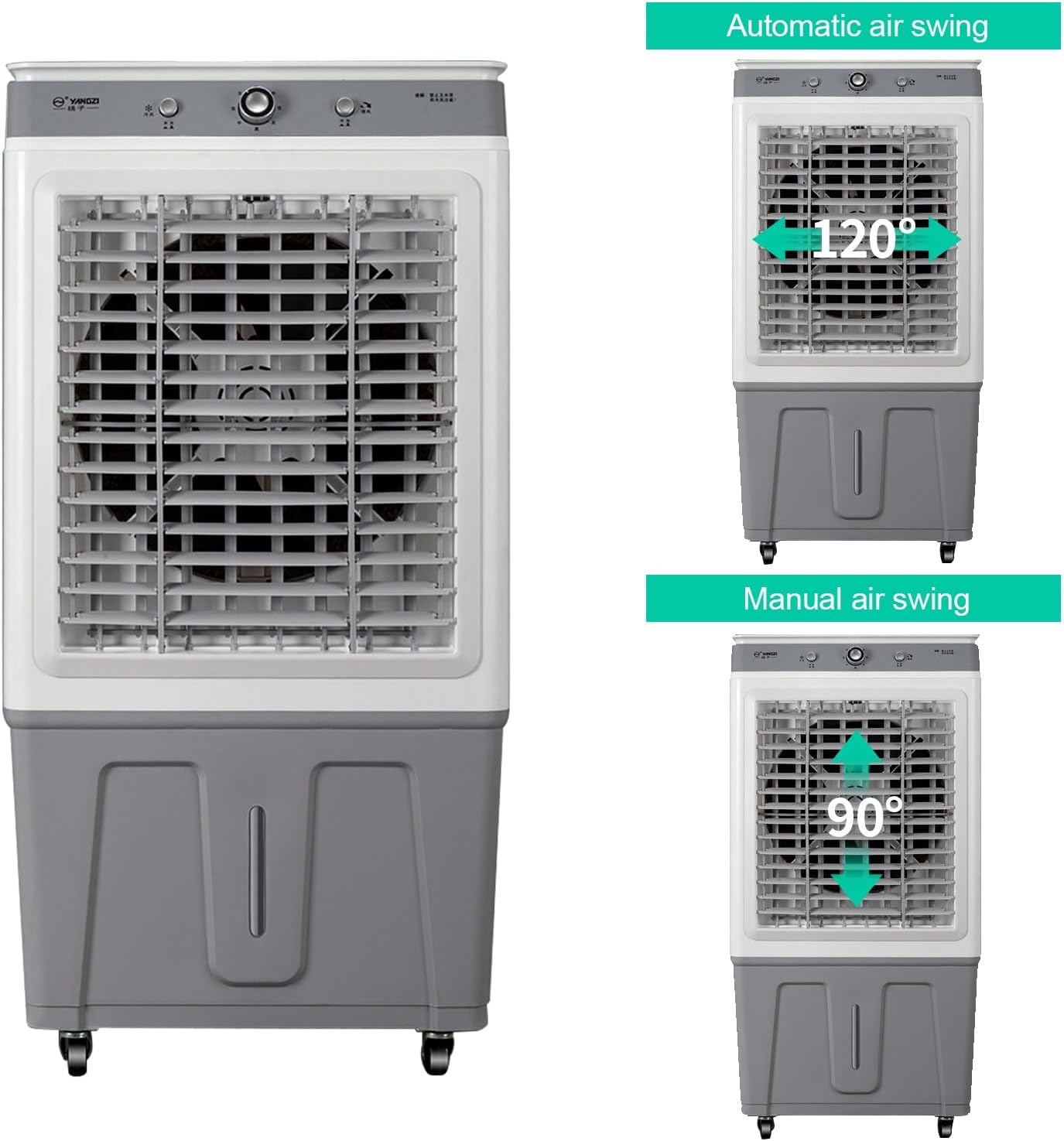  Climatiseur Mobile 3 En 1, Refroidisseur D'air, 3 Vitesses, Réservoir De 45 L, Oscillation, Télécommande, Refroidissement Rapide, Portable, Silencieux
