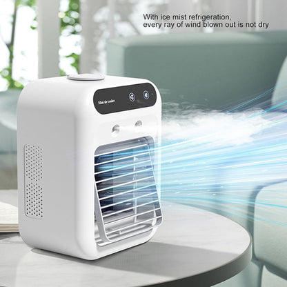  Yosoo Health Gear Climatiseur Portable, Ventilateur De Refroidissement Par évaporation En ABS Avec Réservoir D'eau De 500 Ml, 3 Vitesses, Batterie De 1200 MAh Pour Chambre, Bureau, Camping,