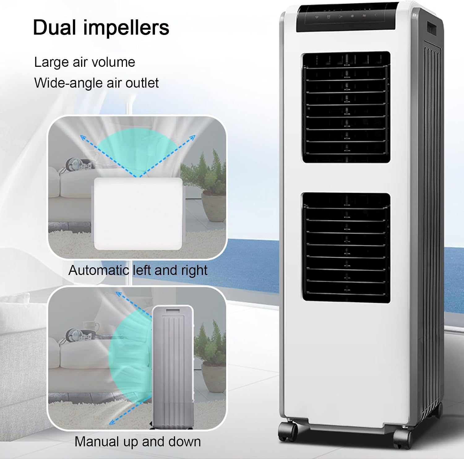 GENERIC Climatiseur Portable Industriel, Refroidisseur D'air Mobile, Réservoir D'eau De 30 L, 4 Roues, Ventilateur De Refroidissement Et Déshumidificateur 3 En 1 Pour La Maison Et Le Bureau, Unité D