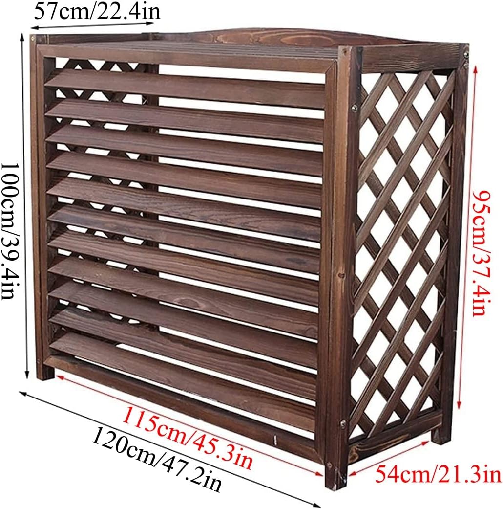 GENERIC Housse De Climatiseur D'extérieur En Bois Robuste Pour Climatiseurs Et Pompes à Chaleur - Grilles De Protection En Bois Massif - Clôture Et Support De Fleurs