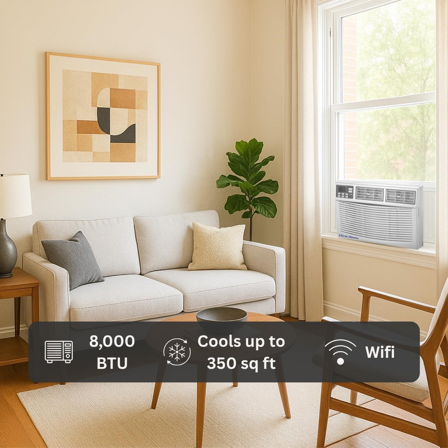  Classic America Climatiseurs Compatibles WiFi, Alexa Ready, économie D'énergie, Montés Sur Fenêtre (8000 BTU 12 CEER 120 VAC), Certification Energy Star, Blanc