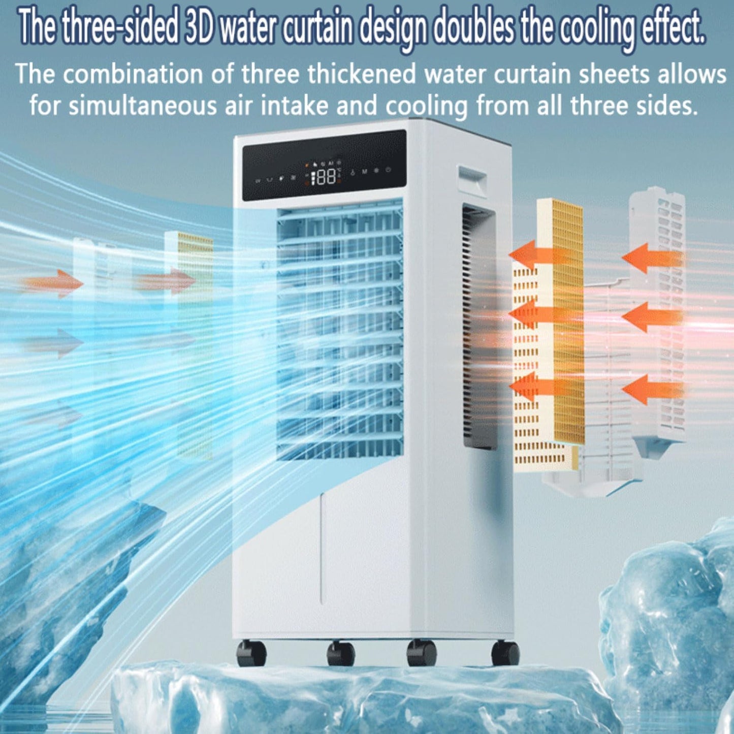 GENERIC Refroidisseur D'air évaporatif Portable, 10L à Distance De Réservoir, 60 Ventilateur Silencieux Oscillant Pour Le Bureau De Chambre à Coucher En Mode D'économie D'énergie
