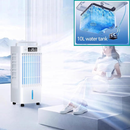GENERIC Refroidisseur D'air Portable Avec Roues, Réservoir 10L Et Télécommande, Ventilateur De Merle Silencieux Pour Les Petites Pièces, Garage, Patio.Unité De Refroidissement Par évaporation Efficace En éner