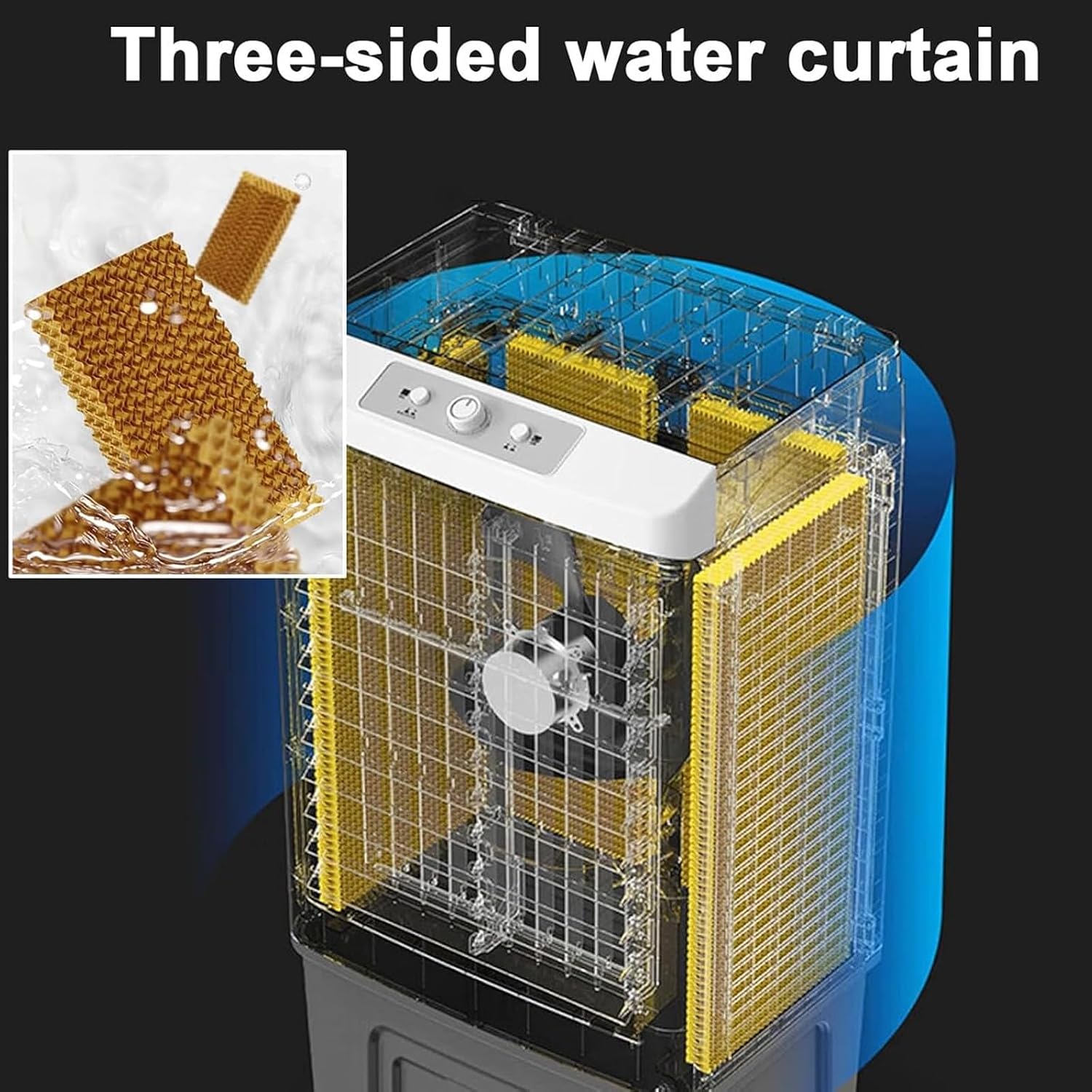  Rafraîchisseur D'air Évaporatif Commercial, 150 W Portable Avec Grand Réservoir D'eau De 55 L, Oscillation à 120°, 3 Vitesses De Ventilation, Pour Intérieur Et Extérieur(150W)