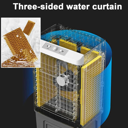  Rafraîchisseur D'air Évaporatif Commercial, 150 W Portable Avec Grand Réservoir D'eau De 55 L, Oscillation à 120°, 3 Vitesses De Ventilation, Pour Intérieur Et Extérieur(150W)