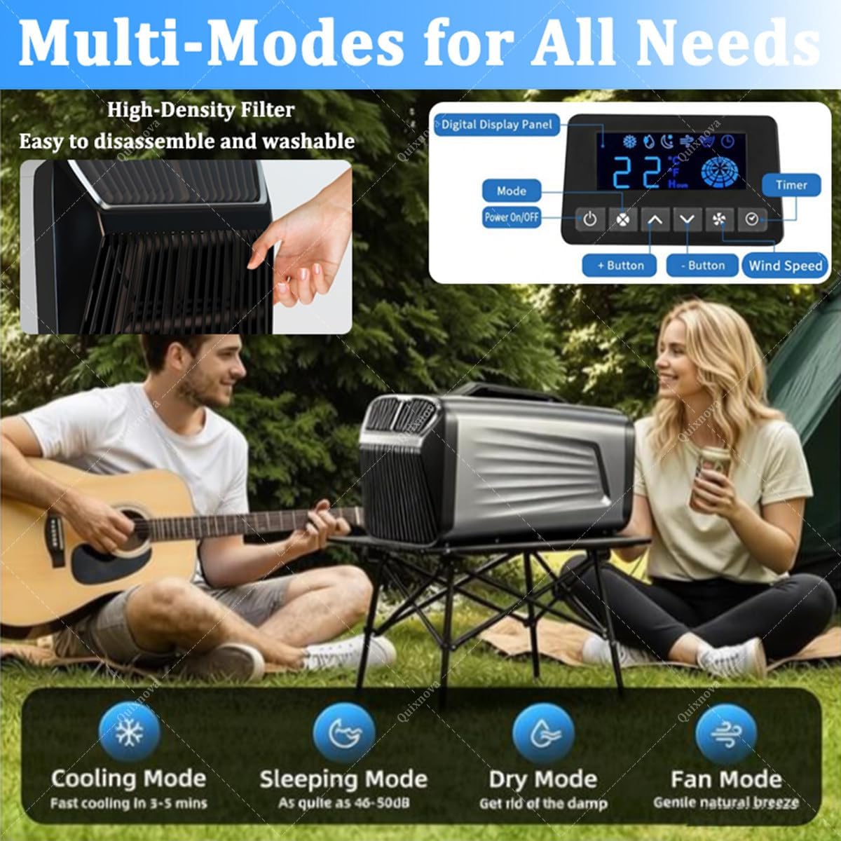 Climatiseurs Portables Pour Tentes, Puissance De Refroidissement De 5200 BTU, Climatiseur 4 En 1 Pour Une Utilisation Intérieure Ou Extérieure, Pique-niques, Camions, Camping-Cars A-12V