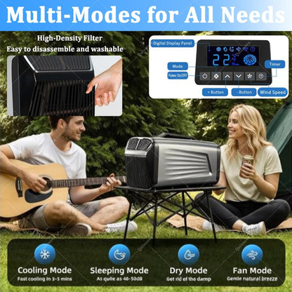  Climatiseurs Portables Pour Tentes, Puissance De Refroidissement De 5200 BTU, Climatiseur 4 En 1 Pour Une Utilisation Intérieure Ou Extérieure, Pique-niques, Camions, Camping-Cars A-12V