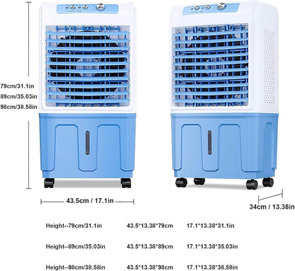 GENERIC Refroidisseur D'air évaporatif Portable, Refroidisseur De Marais Industriel Avec 3 Vitesses De Vent, Flux D'air Longue Portée Pour Usine, Entrepôt, Restaurant, Maison, Design Facile à Déplacer