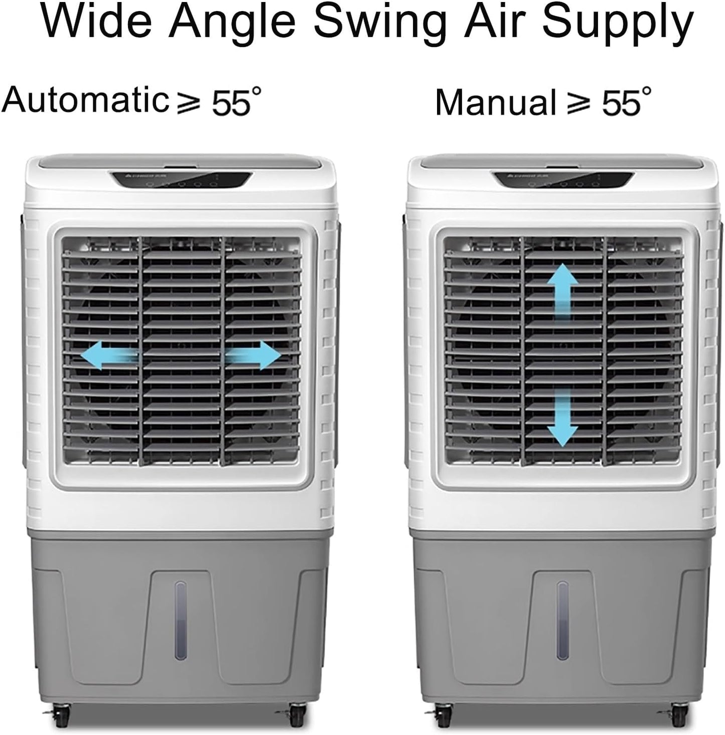 GENERIC Ventilateur De Refroidisseur D'évaporation Portable Avec 120 Oscillation, 3 Vitesses, Grand Réservoir D'eau, Roues Pour Une Mobilité Facile.Idéal Pour Les Bureaux, Les Patios Et Les Espaces Extérieurs
