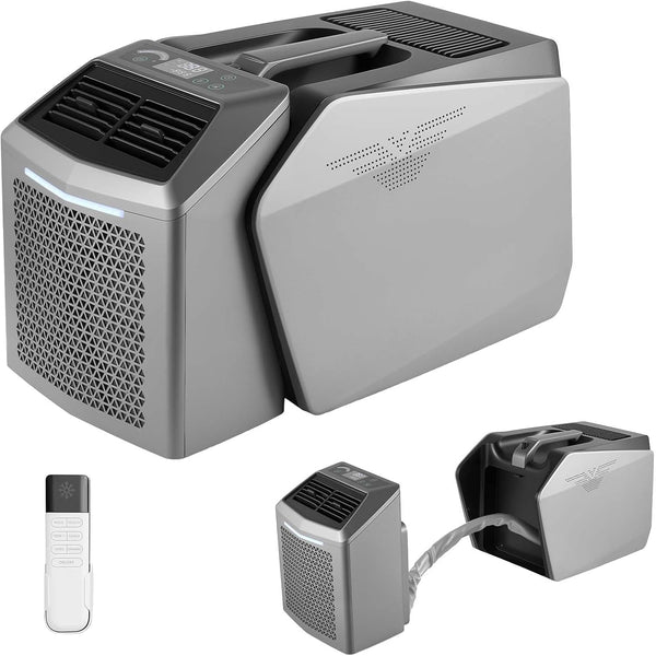  VEVOR Climatiseur Portable Pour Camping 4850 BTU, Climatiseur Mobile Split à Double Tuyau Pour Tente Et Camping-car, Avec Télécommande, Température Réglable 16-32 ℃, Débit D'Air 200 M³/h, Gris Foncé