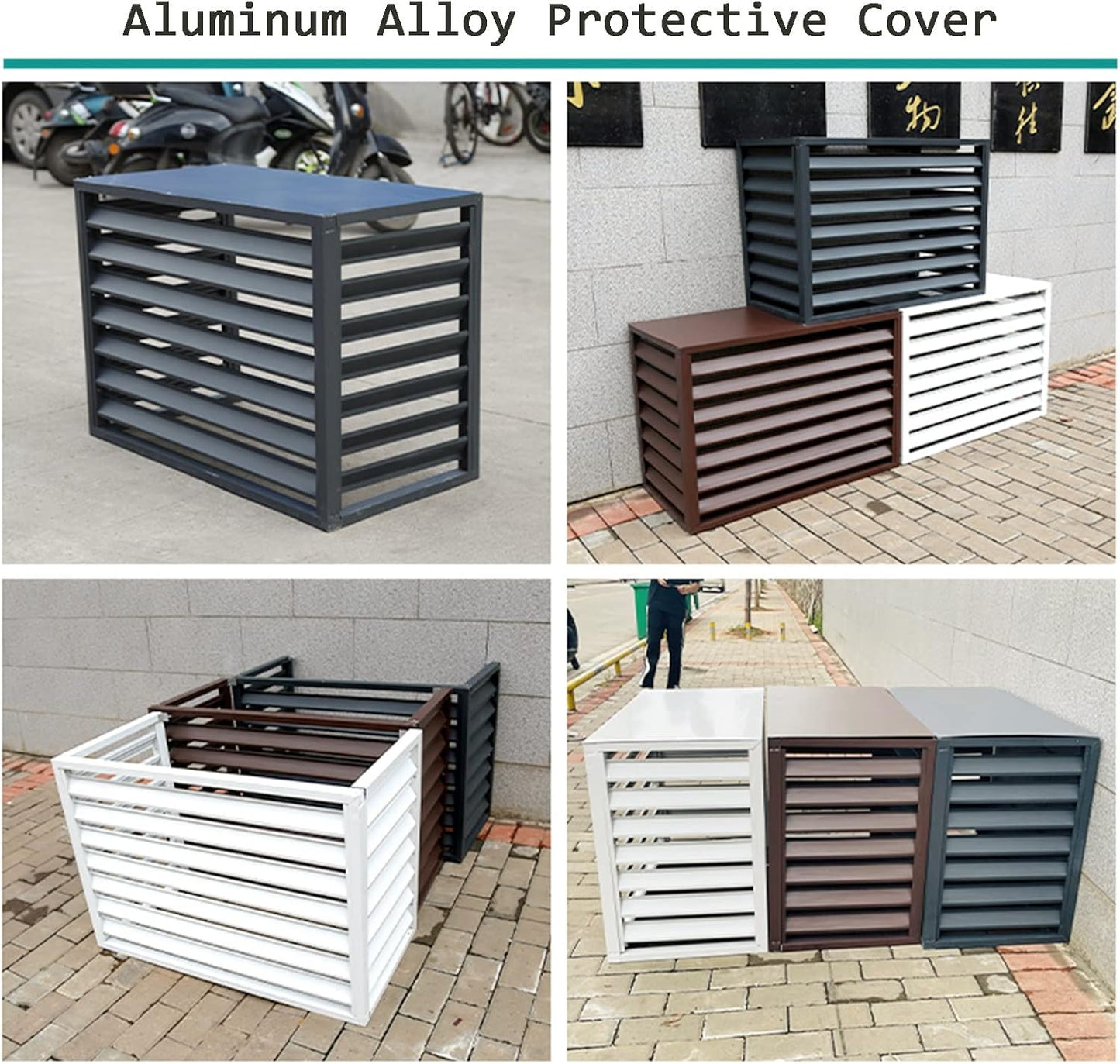  Housse De Protection Pour Climatiseur Extérieur – Séparateur D'espace à Persiennes En Aluminium Blanc – Résistant Aux Intempéries, élégant, Parfait Pour Les Terrasses Et Les Jardins