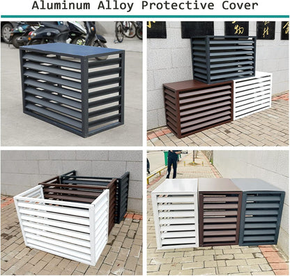  Housse De Protection Pour Climatiseur Extérieur – Séparateur D'espace à Persiennes En Aluminium Blanc – Résistant Aux Intempéries, élégant, Parfait Pour Les Terrasses Et Les Jardins