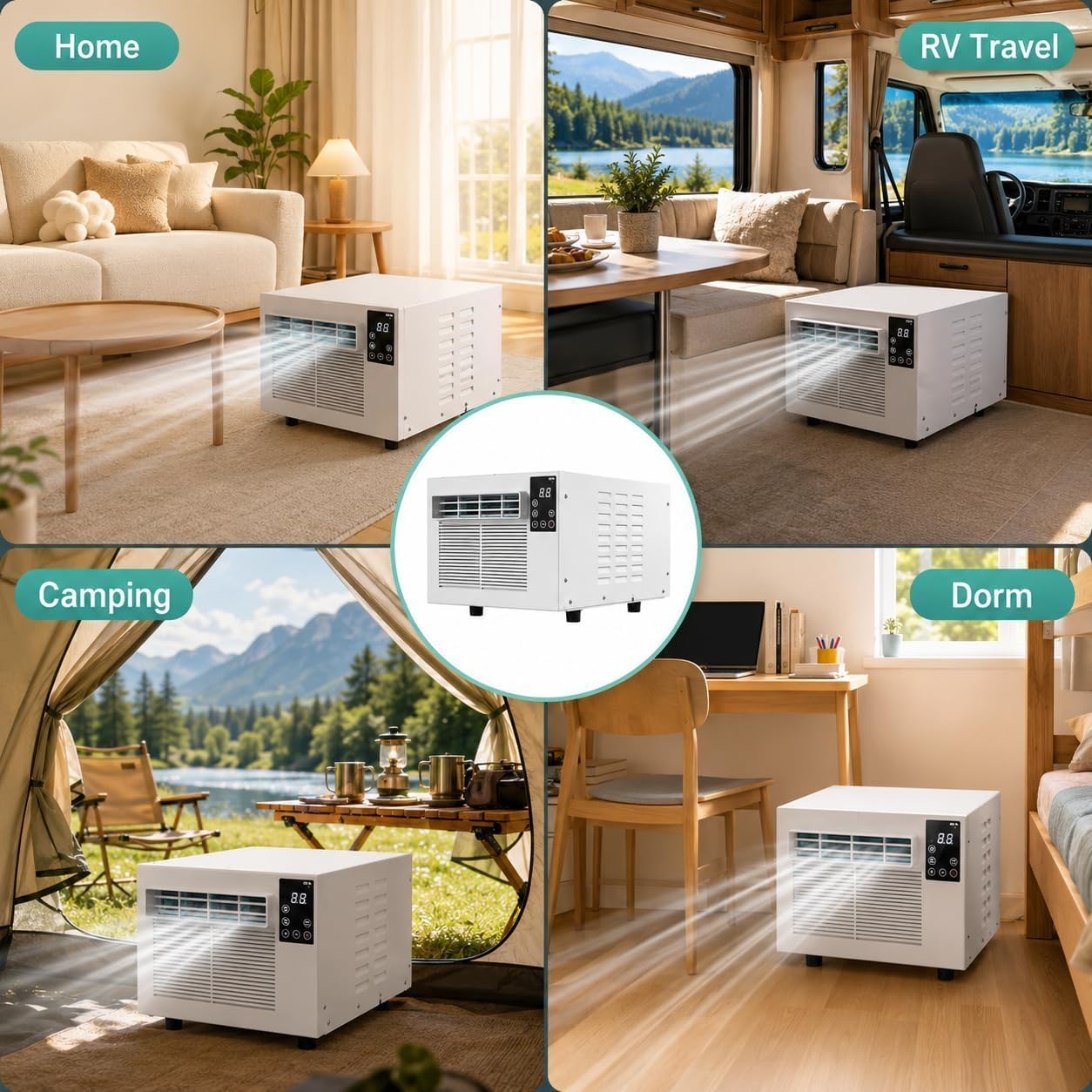  Déshumidificateur De Climatiseur Portable, 1876BTU Mini AC Unit, 280W Énergie Efficacité Refroidissement Pour Chambre à Coucher, Dortoir, Cuisine, Pas D'unité Extérieure Nécessaire, Murmures Fonctionn