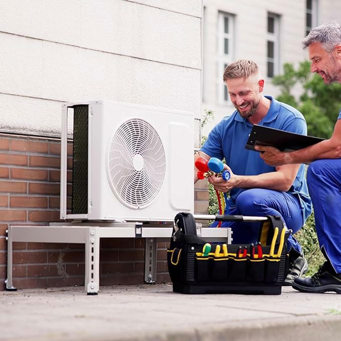 GENERIC Support De Sol Pour Mini Climatiseurs Séparés, Base De Support Robuste Pour Systèmes De Pompe à Chaleur à Condensateur AC