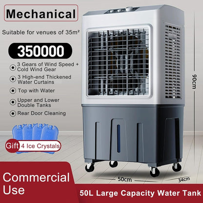 GENERIC Ventilateur De Refroidisseur D'évaporation Portable Avec 120 Oscillation, 3 Vitesses, Grand Réservoir D'eau, Roues Pour Une Mobilité Facile.Idéal Pour Les Bureaux, Les Patios Et Les Espaces Extérieurs