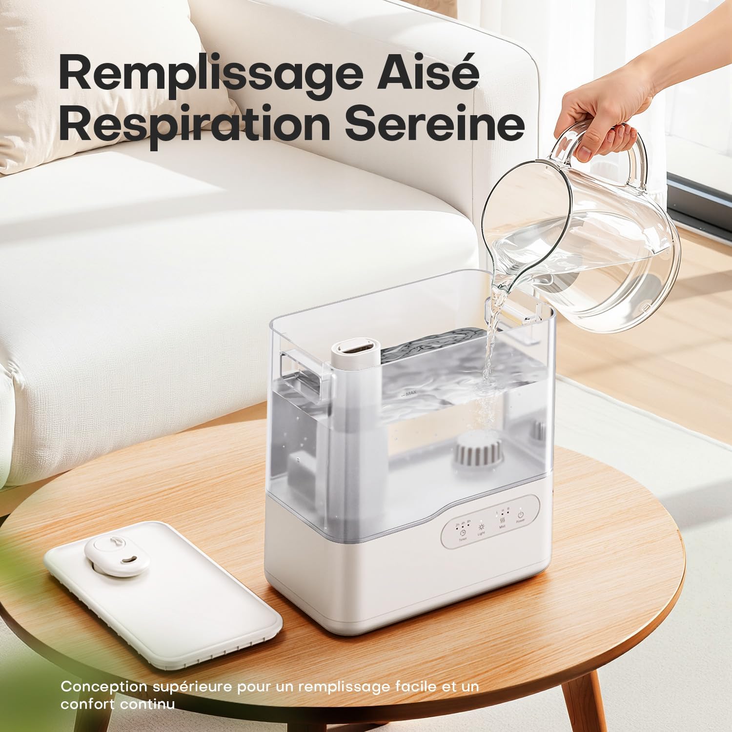  AROEVE Humidificateur D'Air Chambre 5L, Ultrasonique Top-Fill Brume Froide Avec Diffuseur Aromes, Lumière D'Ambiance 7 Couleurs, Minuterie, 36H/25dB Silencieux Pour Maison, Bureau, Bébé, Plantes