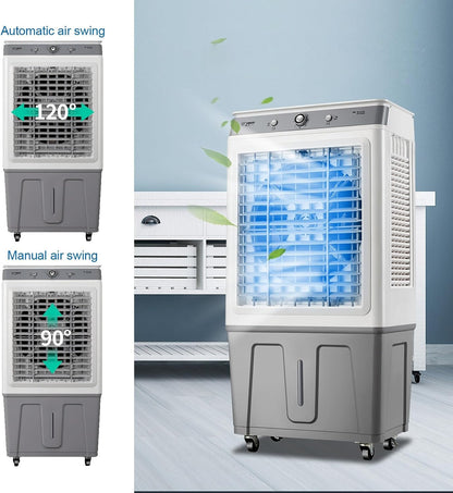  Refroidisseur D'air Portable Par évaporation De 116 Cm, Avec Remplissage Automatique Continu, Réservoir D'eau De 47,5 Litres, Oscillation à 120 °, 2 Blocs Réfrigérants, Ventilateur Pour Extérieur, I