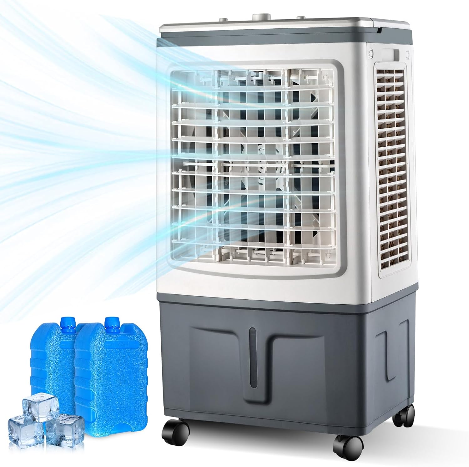 GENERIC Climatiseur Évaporatif 30 L, Rafraîchisseur D'Air Mobile Silencieux Mécanique, 3 Modes, 2 Blocs Réfrigérants Pour Bureau Maison