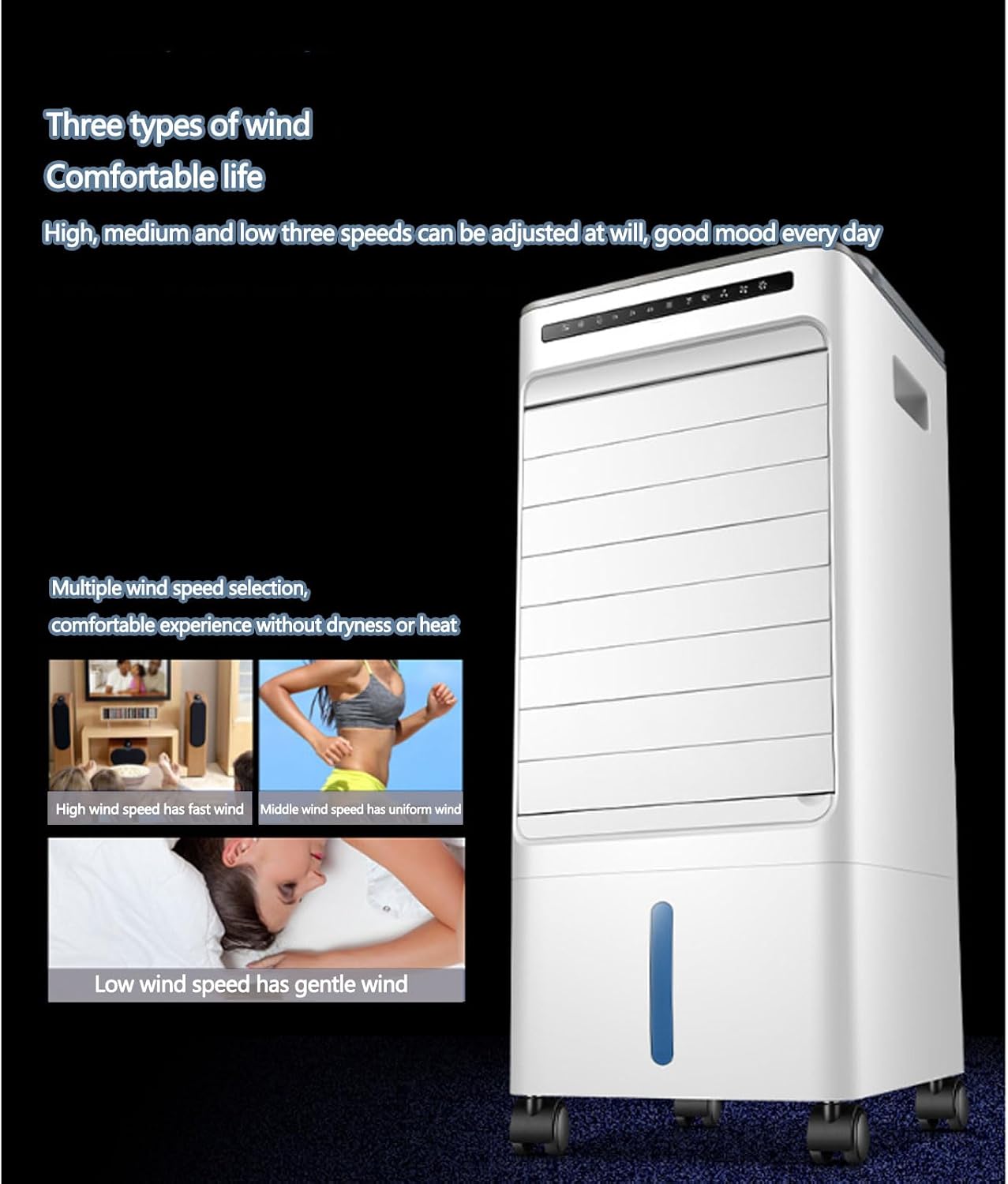 GENERIC Climatiseur Portable, Petit Refroidisseur D'air Avec 3 Vitesses, Oscillation, Humidification Et Purification, Réservoir De 5 L Pour La Maison, Le Bureau, La Chambre à Coucher
