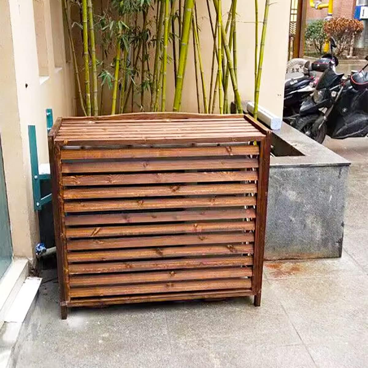  Housse En Bois Pour Climatiseur - Volets Décoratifs Et Grilles De Protection - Clôture Extérieure Pour Climatisation Et Support De Fleurs - Élégant Support AC (taille : 105 X 47 X 80 Cm)