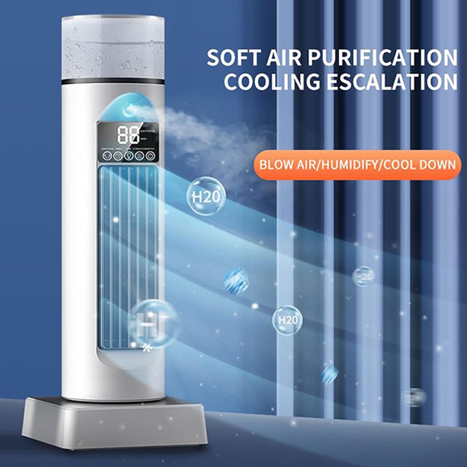 Ventilateur Sans Pale - Ventilateur Colonne Silencieux Avec Télécommande Et Minuterie 6h, Mini Climatiseur Portable USB, Réservoir 230ml, Rafraîchisseur Purification D'Air Table Pour Bureau Et Chamb