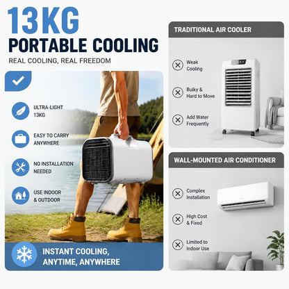  Climatiseur Portable Tente 4000 BTU, Sans Fenêtre Pour Tente RV Camion Van Garage Mini Climatiseur Silencieux 420W Basse Consommation Intérieur Extérieur