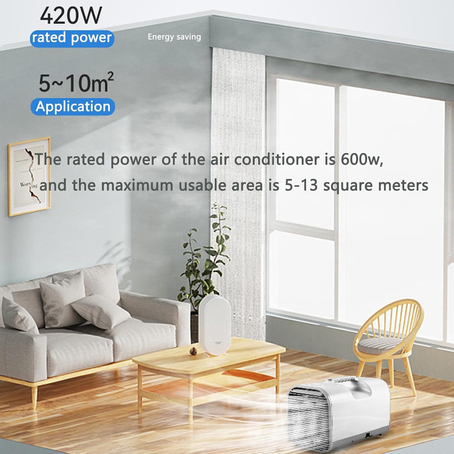 GENERIC Climatiseur Portable 4095 BTU à Refroidissement Rapide, Faible Consommation D'énergie, Ventilateur à Trois Vitesses, Fonction Minuterie Pour Camping, Camping-car, Voiture, Camion, Camionnette, Pêche