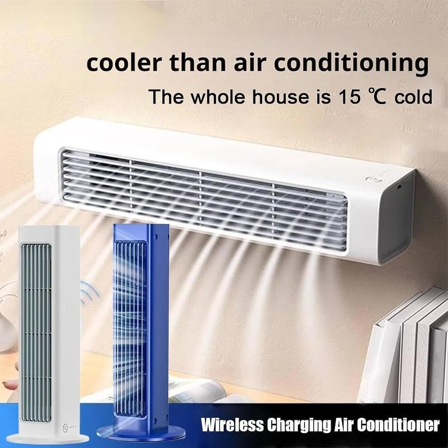 GENERIC Ventilateur De Refroidisseur D'air Portable à 3 Vitesses, Unité De Refroidissement De Bureau Rechargeable Avec 10s Refroidisseur Instantané, Option De Montage Mural Sans Fil Pour La Chambre De Bureau