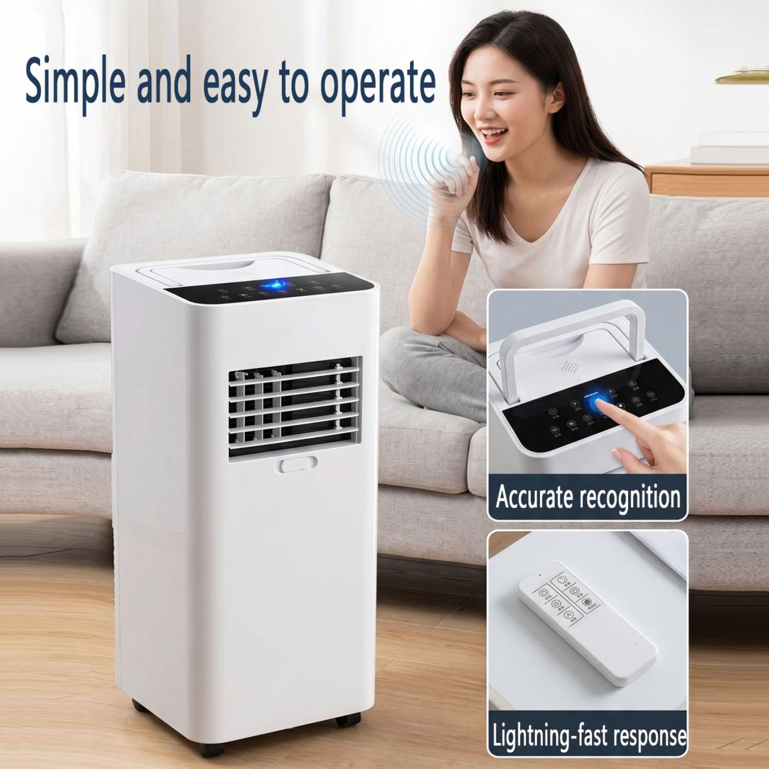  Climatiseur Portable 7000 BTU Pour 300 Pieds Carrés De Chambres.Mode De Sommeil 30dB Silencieux, Déshumidificateur De Refroidissement Rapide Avec Minuterie 24H Et Roulettes Pour Le Bureau à Domicile