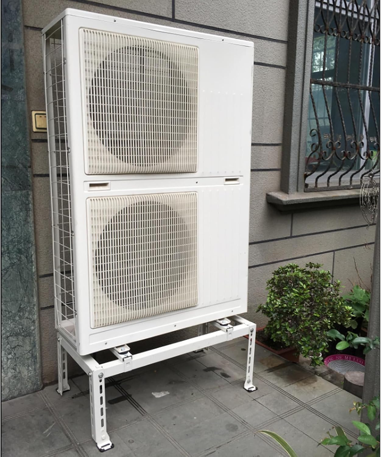  NALsa – Mini Support De Sol Robuste En Acier Galvanisé Pour Climatiseurs Fendus Sans Conduit Et CVC, Base Universelle De Pompe à Chaleur, Anti-rouille, Absorption Des Chocs Et Stabilité