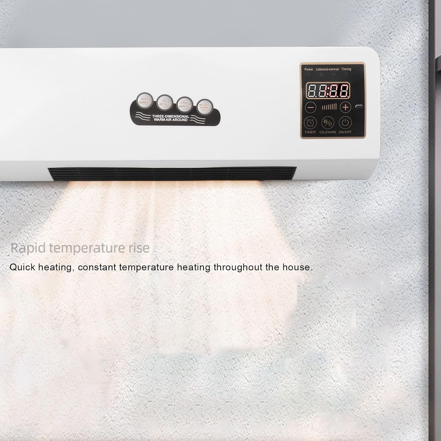  Chauffage De Climatiseur, Refroidisseur D'air Mural, 2000W Portable Petit Climatiseur Rideau D'air Intérieur Avec 8 Heures De Chronométrage Pour Salle De Bain Chambre à Coucher