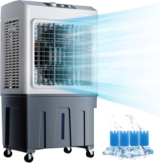 GENERIC Ventilateur De Refroidisseur D'évaporation Portable Avec 120 Oscillation, 3 Vitesses, Grand Réservoir D'eau, Roues Pour Une Mobilité Facile.Idéal Pour Les Bureaux, Les Patios Et Les Espaces Extérieurs