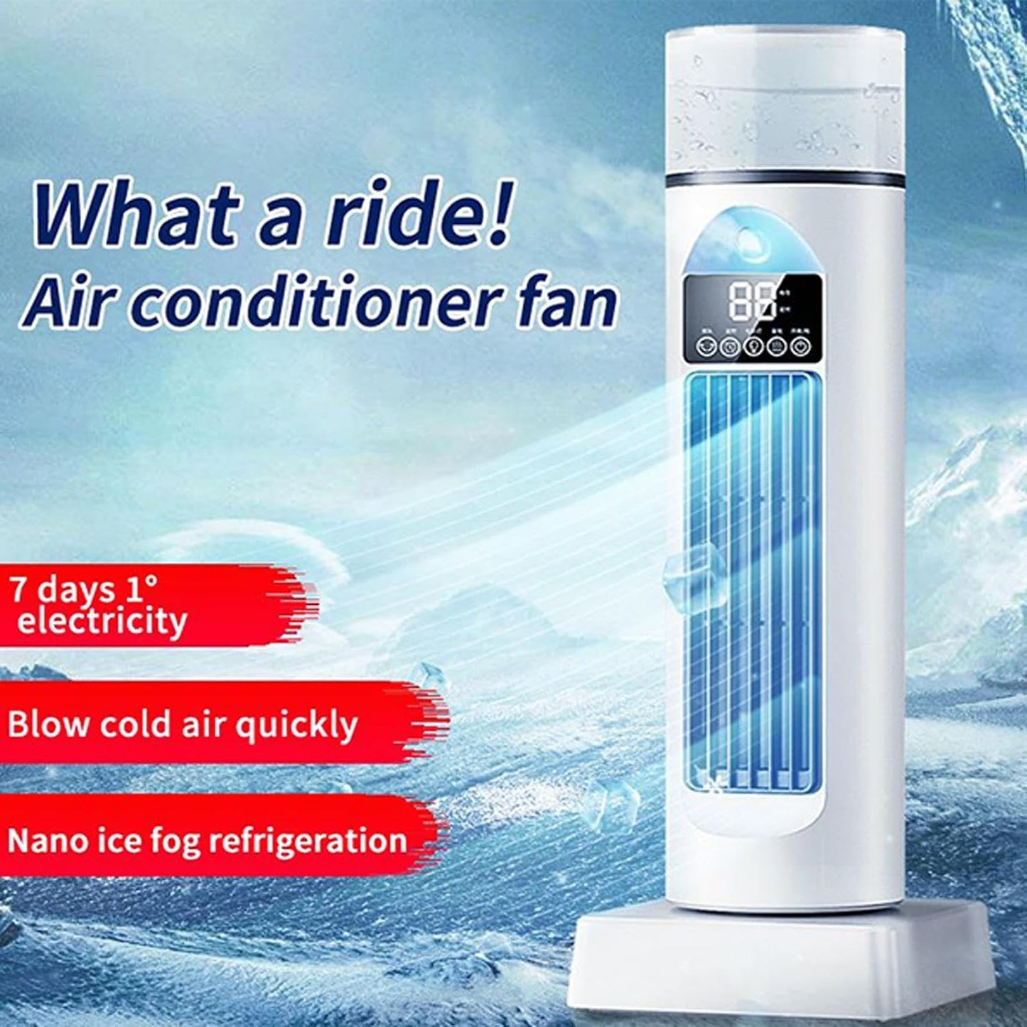  Ventilateur AC Portable – Climatiseur D'air Frais, Refroidisseur Silencieux Sans Pales Avec 6 Vitesses, Télécommande, Réservoir D'eau, Humidificateur Avec Minuterie De 6 Heures Pour Chambre à