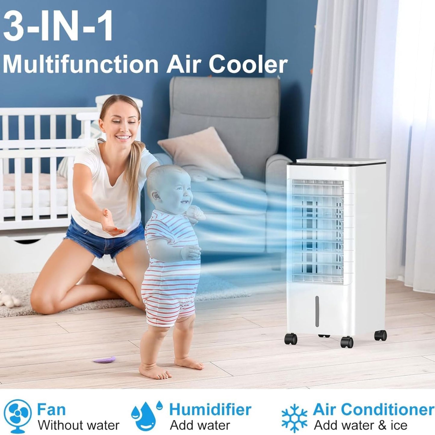 GENERIC Climatiseur Portable Avec Réservoir D'eau De 9 L, 3 Vitesses, Refroidissement Rapide, Sans Fenêtre, Climatisation Pour Chambre, Camping