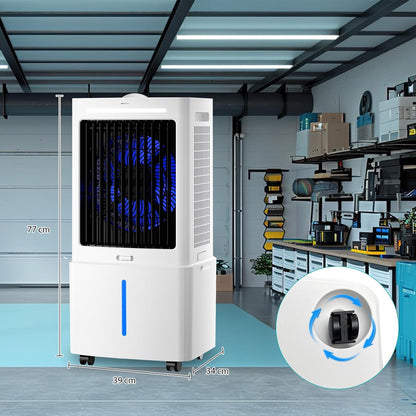 GENERIC Rafraîchisseur Portable Haut Débit 800 M³/h, Refroidisseur D'Air 25L Sans Tuyau Pour Maison, Humidificateur Évaporatif 4-en-1 Avec Télécommande, Minuterie 12H Et Bac Détachable