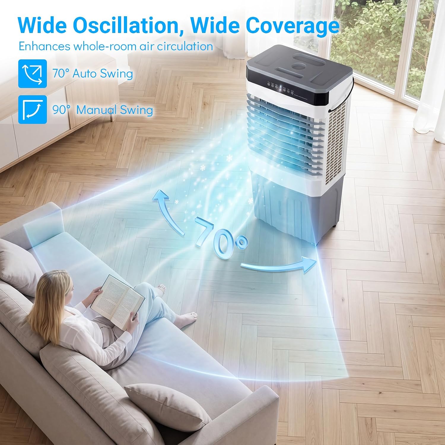 GENERIC Refroidisseur D'air Par évaporation Avec Télécommande, Ventilateur à 3 Vitesses, Humidificateur, Affichage LED, Minuterie 12 H, 4 Blocs De Glace, AC Portable Pour Chambre à Coucher Et Maison