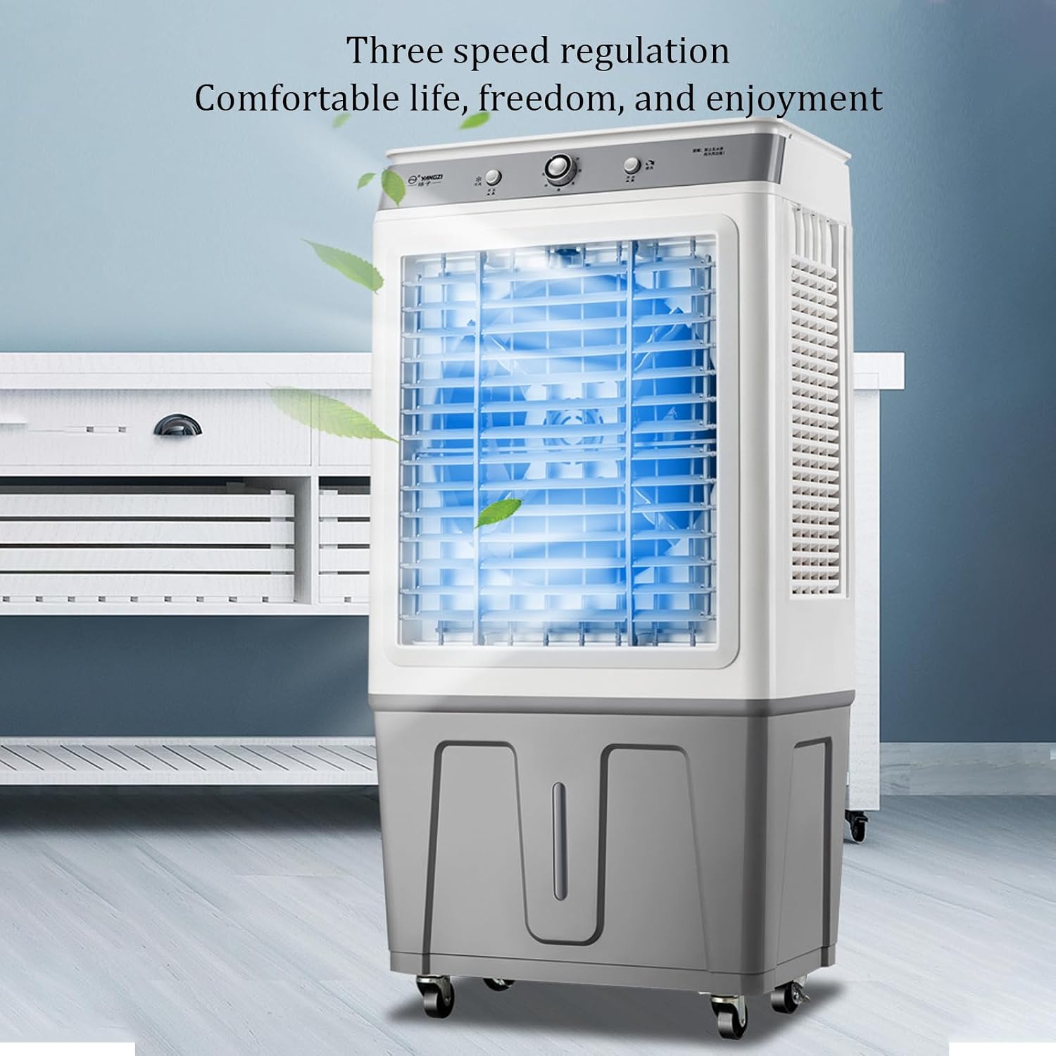 GENERIC Climatiseur Portable, Refroidisseur Par évaporation Avec Réservoir D'eau De 45 L, Trois Vitesses De Vent Réglables, Idéal Pour Hôtels, Restaurants, Ateliers, Supermarchés