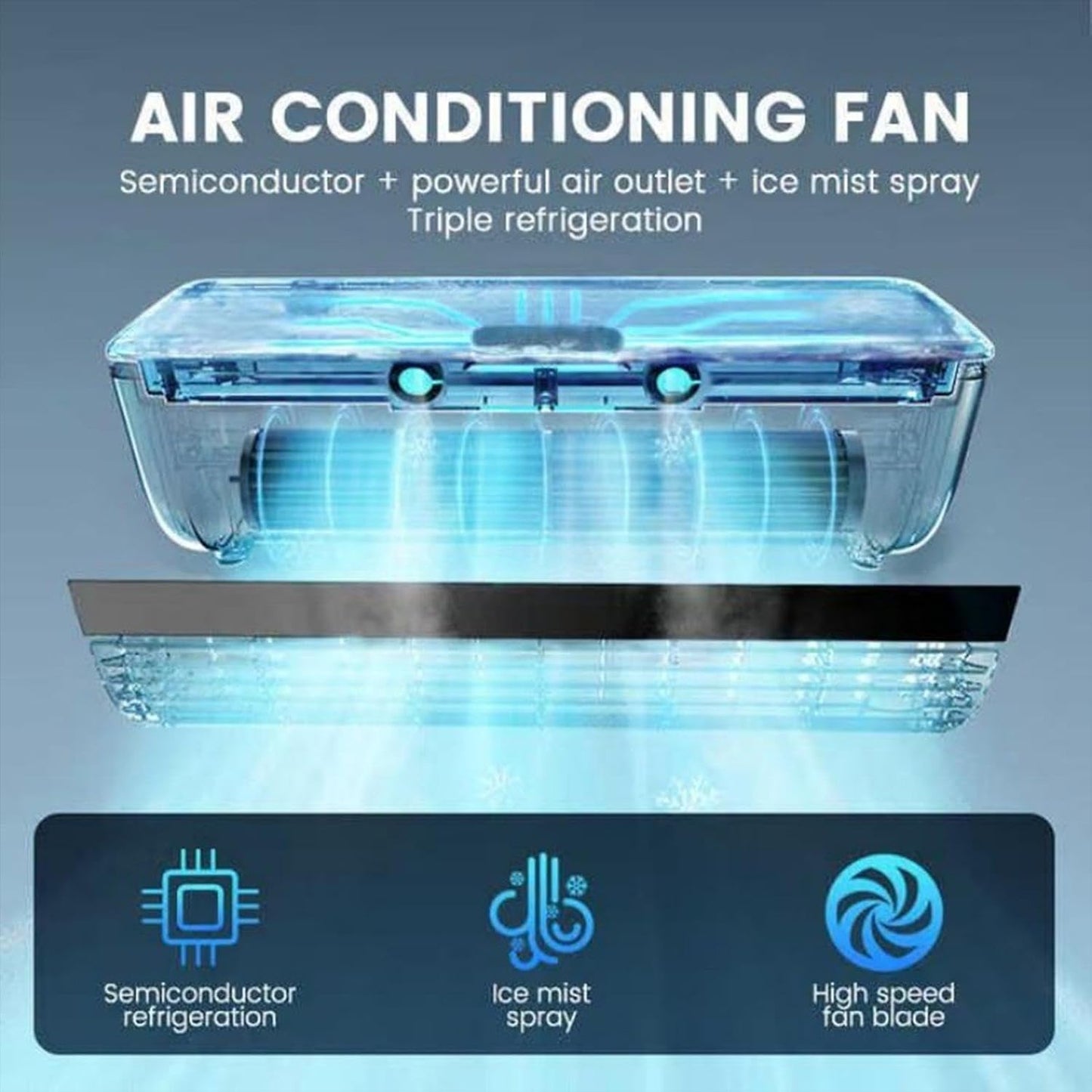  Ventilateur De Climatiseur Dispositif De Ventilateur à Trois Vitesses Avec Refroidisseur De Charge Sans Fil Fonctionnement à Faible Bruit Refroidissement Rapide Niveaux D'humidité équilibrés Pour