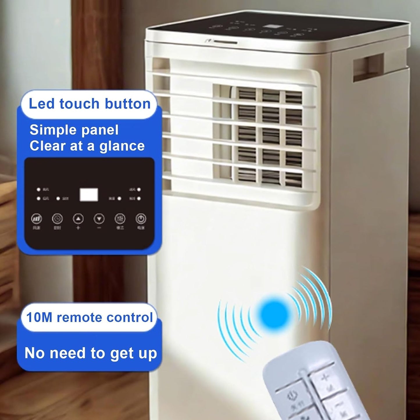 GENERIC Rafraichisseur D'air Climatiseur Mobile Silencieux Smart Avec Télécommande Et Écran Tactile Conception Sans Évacuation Aucune Installation Requise 220 V