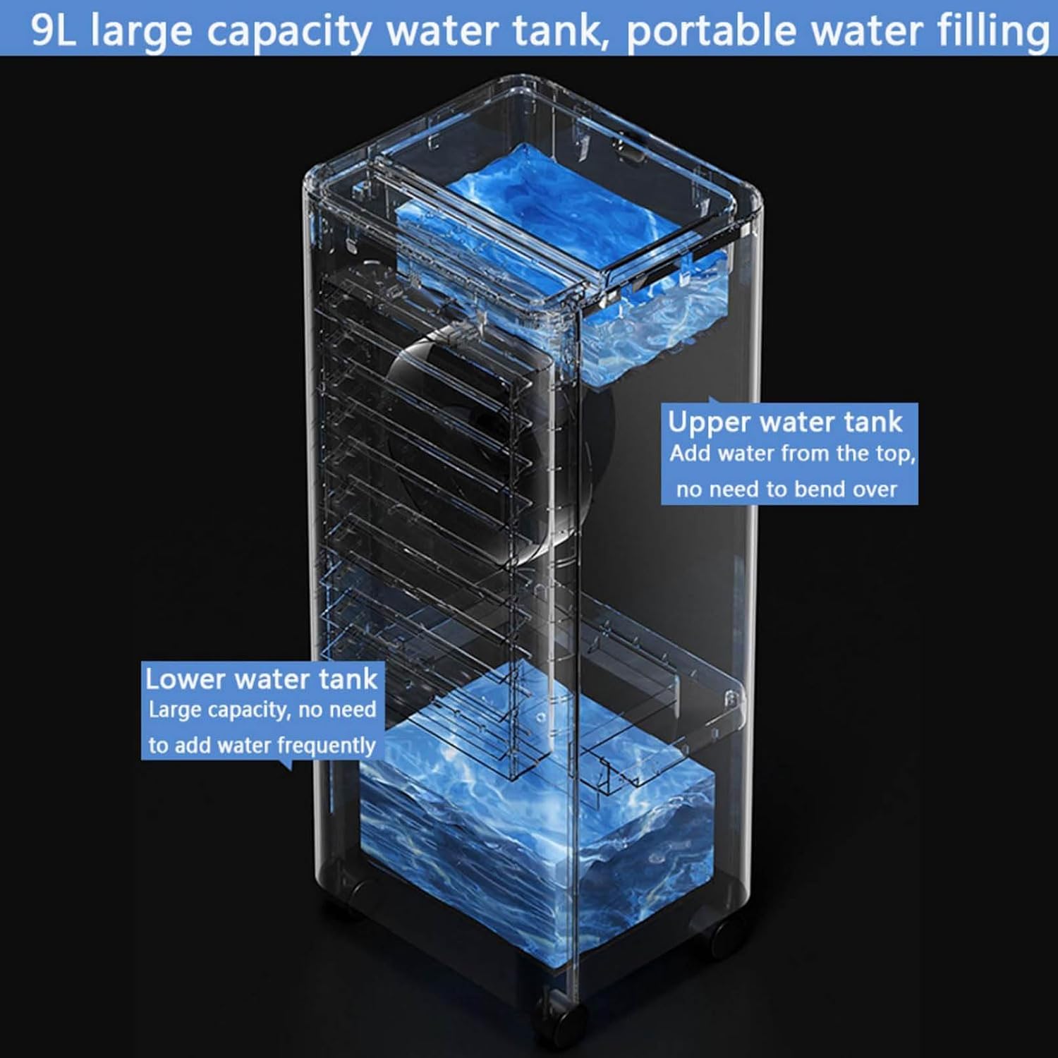 GENERIC Climatiseurs Portables Avec Télécommande, Minuterie De 15 Heures Pour Arrêt Automatique Intelligent, 3 Vitesses, Réservoir De 9L Pour 20 Heures De Refroidissement