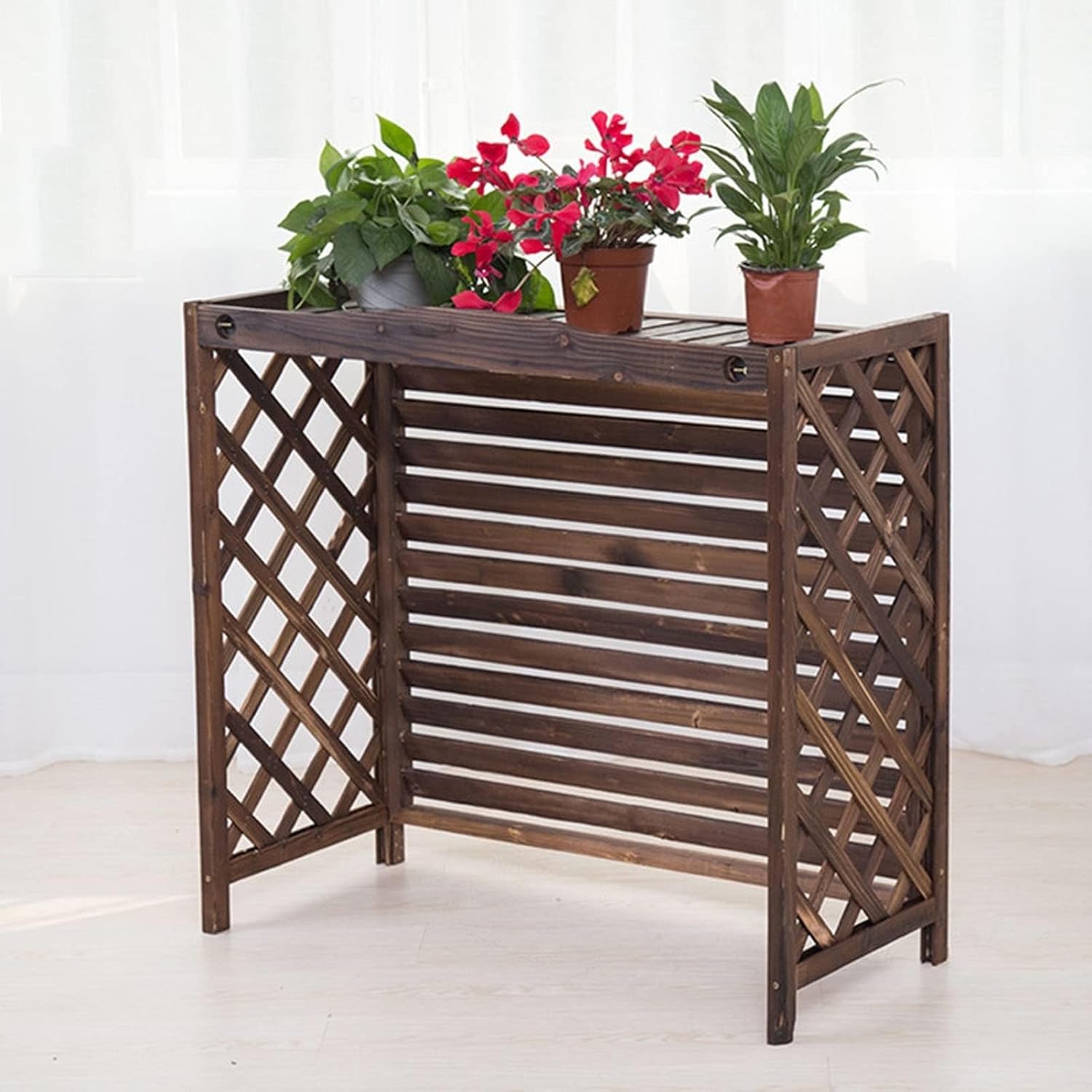  Clôture De Protection De Confidentialité En Bois Massif Pour Climatiseur, Support De Climatiseur Caché En Forme De Coquille De Poubelle, Support De Décoration De Jardin,