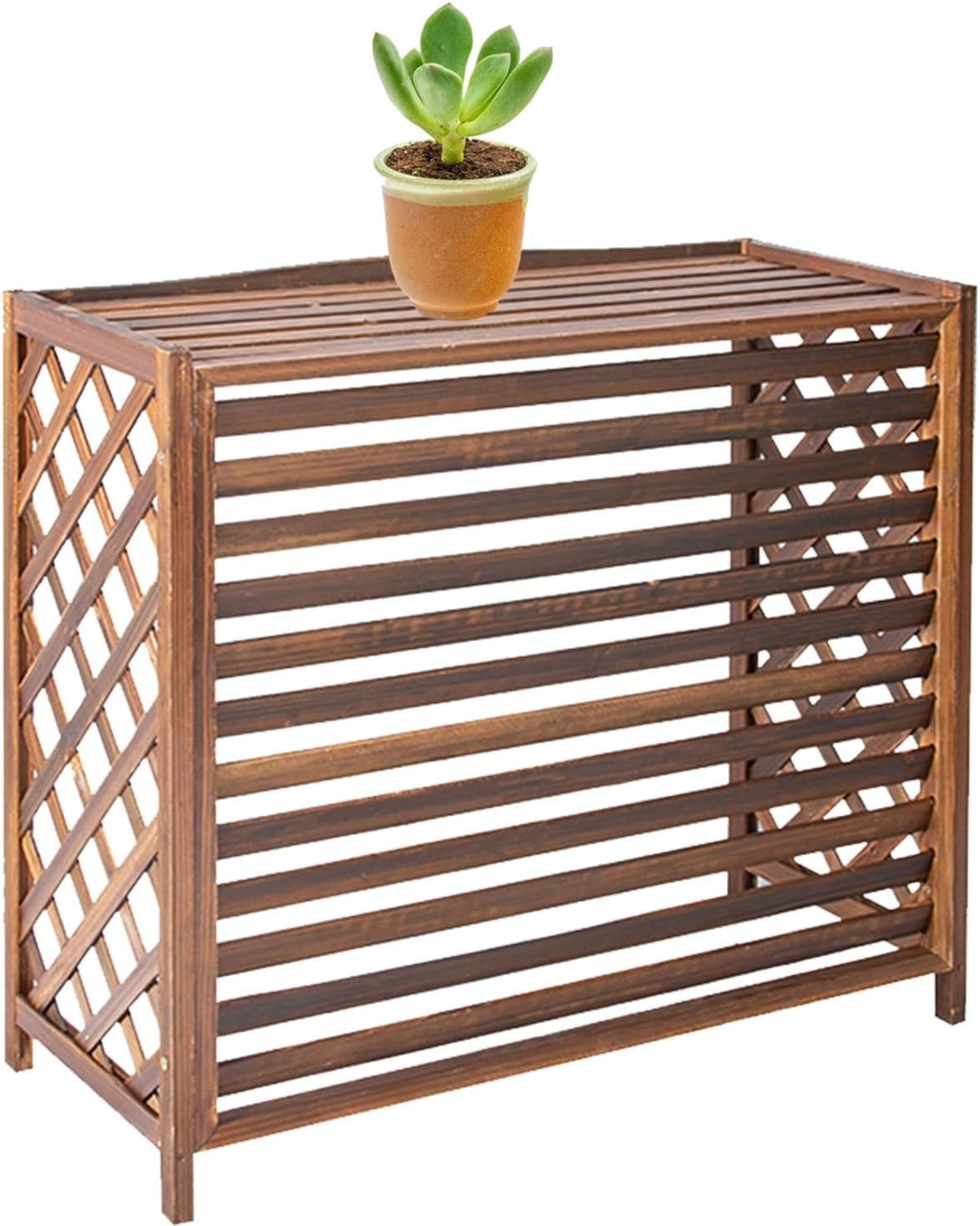  Housse De Climatiseur D'extérieur – Design Anti-corrosion En Bois Massif Pour Unités De Climatisation Et Solutions De Stockage De Plantes