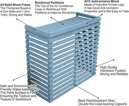  Housses Décoratives Pour Climatiseur Pour Clôture Extérieure – Housse élégante En Bois Pour Unité De Climatisation Et Support De Plante Avec Protection Supérieure – Design Résistant Aux Intempéries