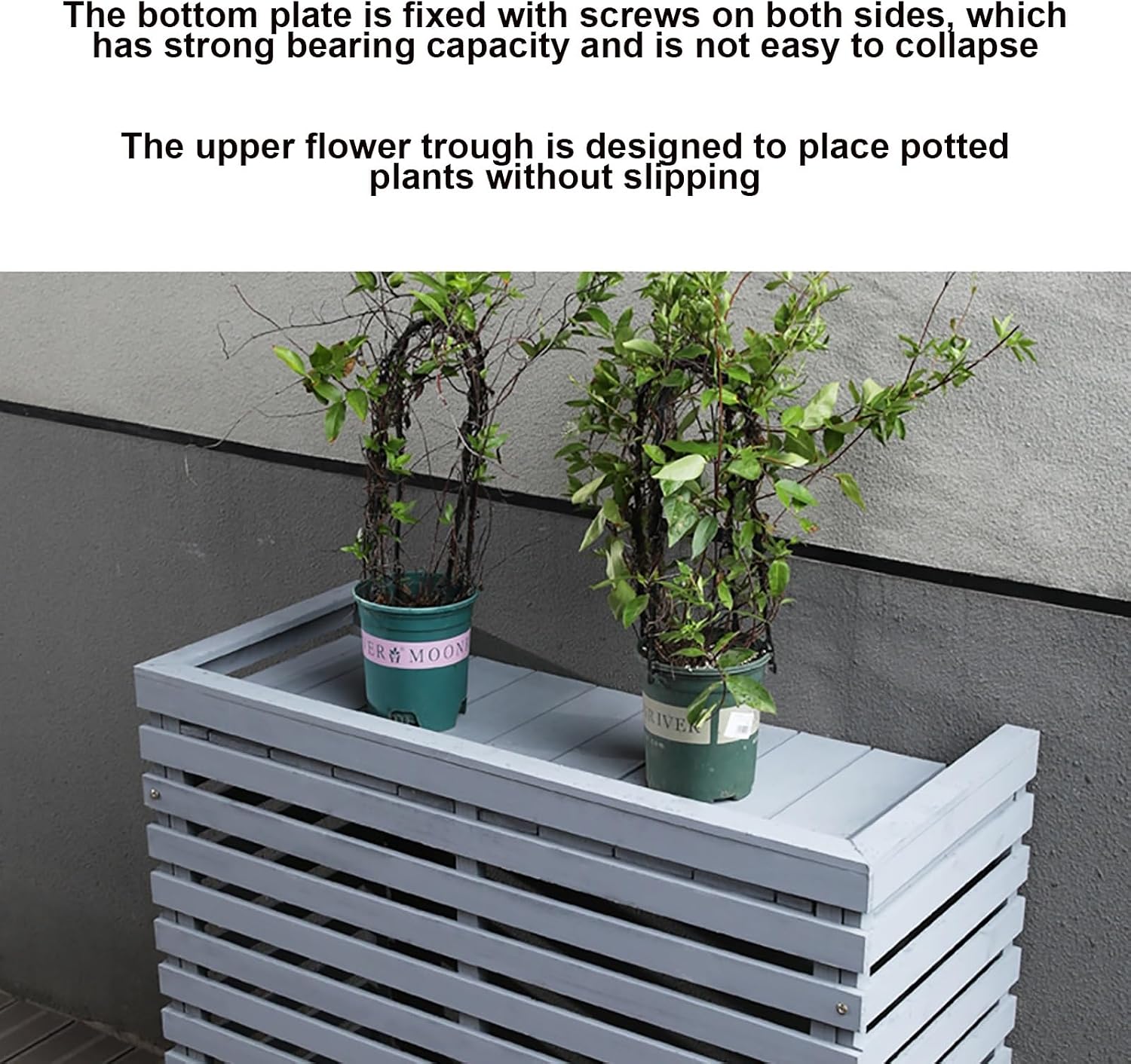 GENERIC Housse De Climatiseur Extérieur, Bois Massif Avec Support De Fleur, Protection De L'unité AC - Solution Résistante Aux Intempéries Et élégante Pour Climatiseurs Mobiles (couleur : Blanc)
