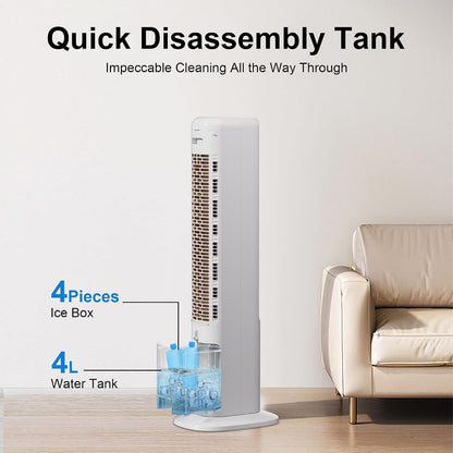 GENERIC Climatiseur Portable Sans Fenêtre, Ventilateur Tour 3 En 1 Avec Télécommande, 3 Vitesses, Refroidisseur De Marais à Oscillation 120 °, Refroidisseur Par évaporation Avec Minuterie De 12 Heures Pour Un