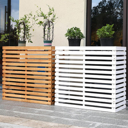 GENERIC Housse De Climatiseur D'extérieur En Bois Massif Avec Persiennes Pour Climatisation Et Support De Fleurs Décoratif Pour Unités De Climatisation, Protection Contre Les Intempéries Pour Les Espaces