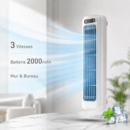 GENERIC Climatiseur Mobile Silencieux Sans Évacuation, Ventilateur Rafraîchisseur D'Air à Évaporation 3 Vitesses Mode Freeze, Sans Pales USB-C Sans Fil Portable Pour Chambre Bureau Maison