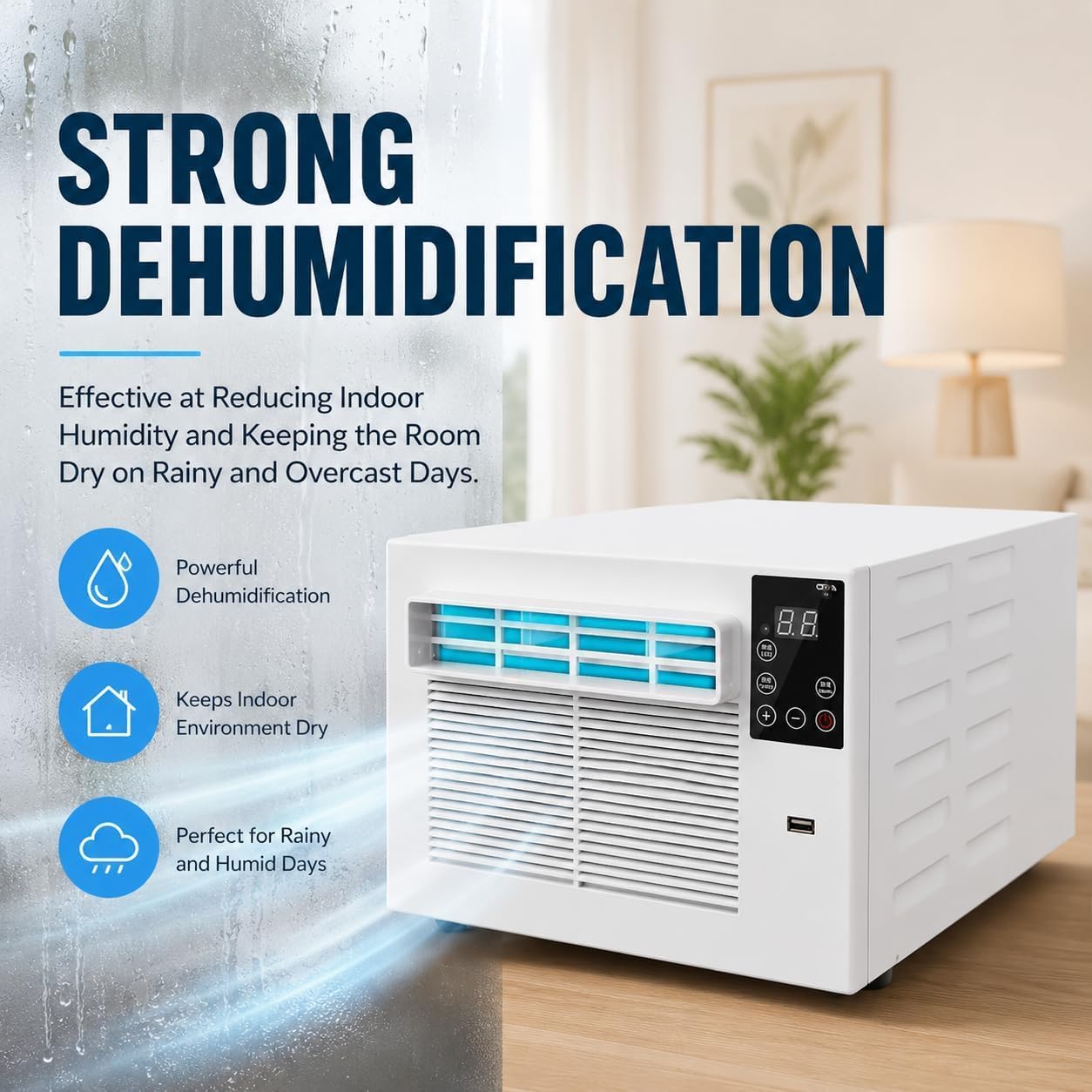  Déshumidificateur De Climatiseur Portable, 1876BTU Mini AC Unit, 280W Énergie Efficacité Refroidissement Pour Chambre à Coucher, Dortoir, Cuisine, Pas D'unité Extérieure Nécessaire, Murmures Fonctionn